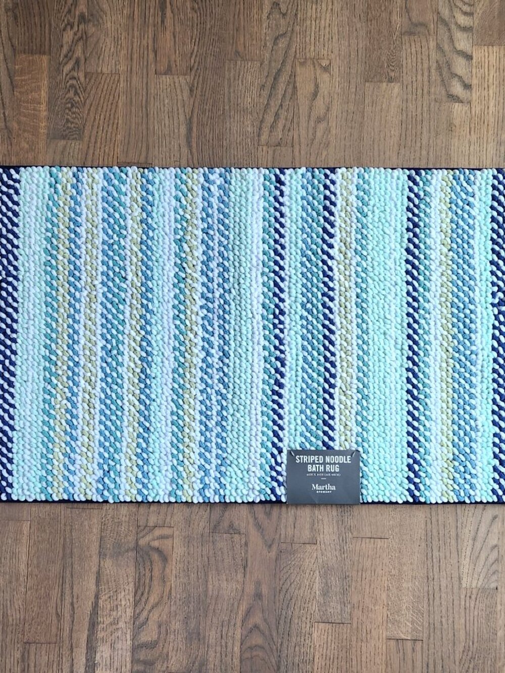NEW Macy's Martha Stewart Striped Noodle Bath Rug, 21" x 34" Deep Ocean